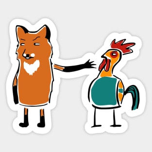 Fox & Rooster Sticker